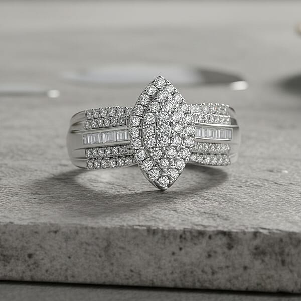 Shop Lc D'Joy Diamond 0.50 Ctw Royal Majesty Ring In Rhodium Over Sterling Silver