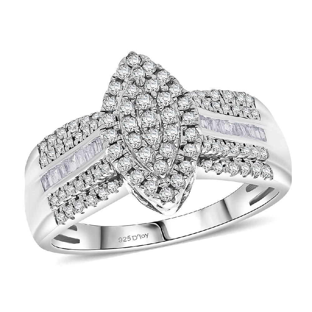 shop lc D'Joy Diamond 0.50 ctw Royal Majesty Ring in Rhodium Over Sterling Silver