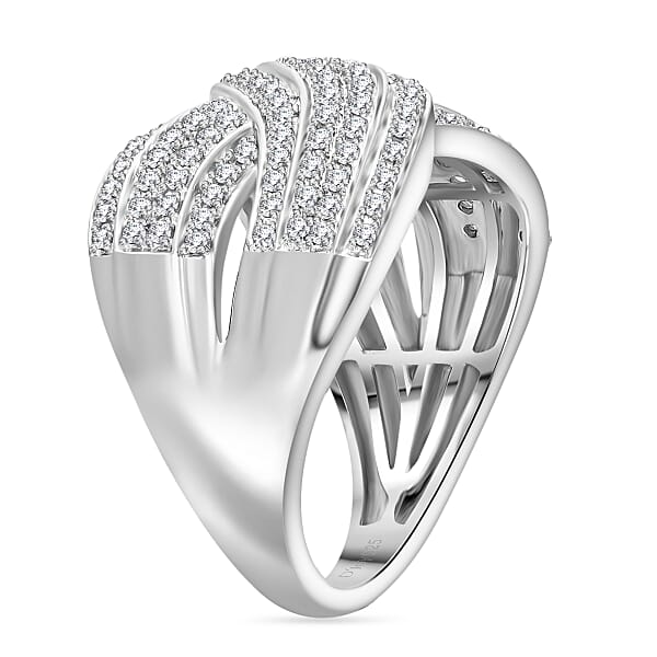 Shop Lc D’Joy Diamond 0.75 Ctw Crossover Bridge Ring In Rhodium Over Sterling Silver