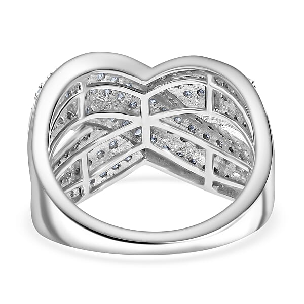 Shop Lc D’Joy Diamond 0.75 Ctw Crossover Bridge Ring In Rhodium Over Sterling Silver