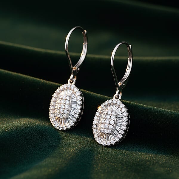 Shop Lc D'Joy Diamond 1.00 Ctw Cocktail Cluster Earrings In Rhodium Over Sterling Silver