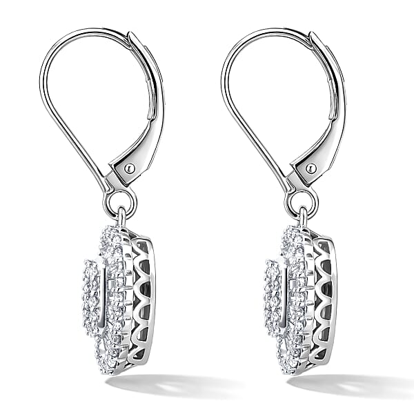 Shop Lc D'Joy Diamond 1.00 Ctw Cocktail Cluster Earrings In Rhodium Over Sterling Silver