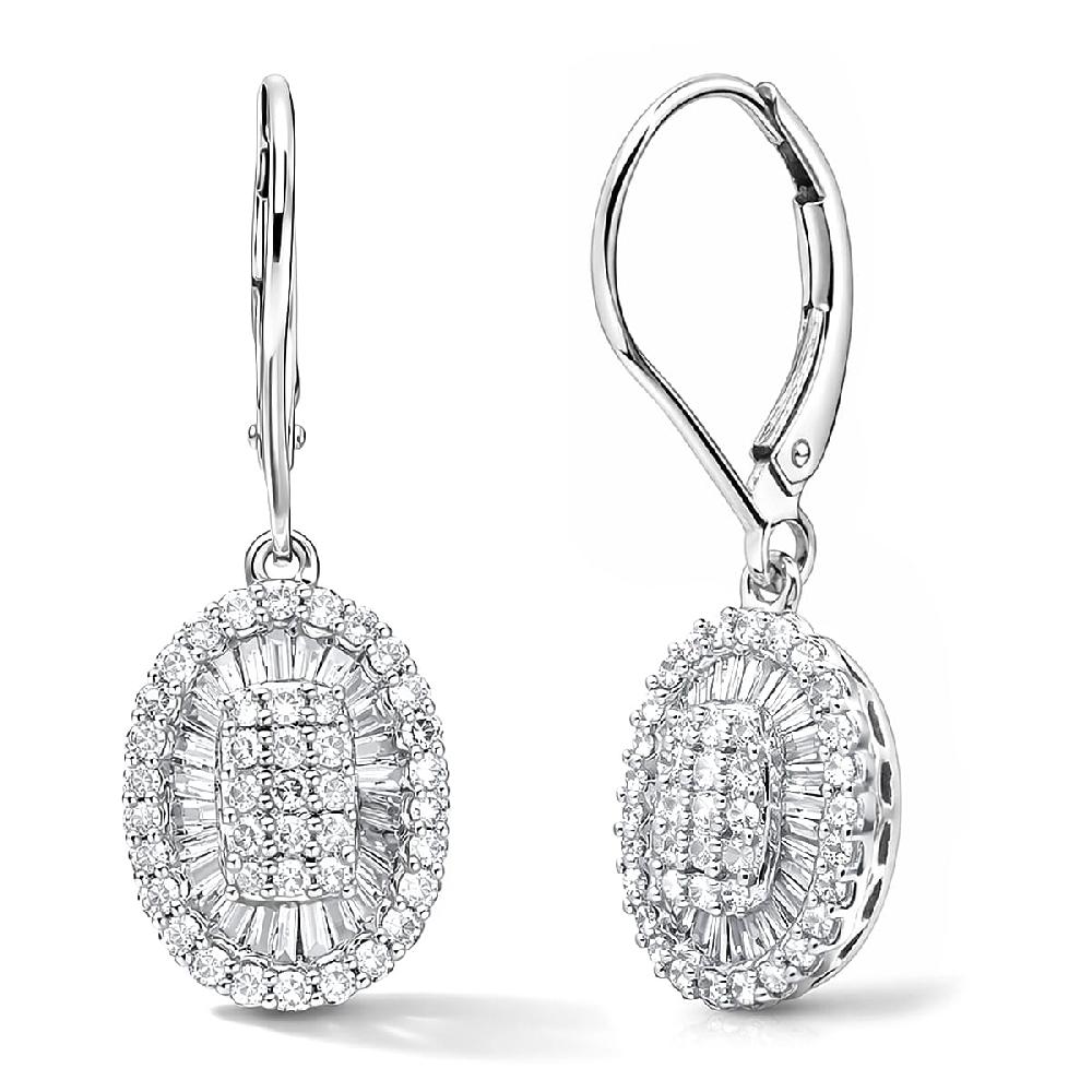 shop lc D'Joy Diamond 1.00 ctw Cocktail Cluster Earrings in Rhodium Over Sterling Silver