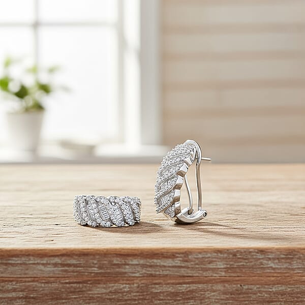 Shop Lc D'Joy Diamond 1.00 Ctw Eternal Wave Earrings In Rhodium Over Sterling Silver