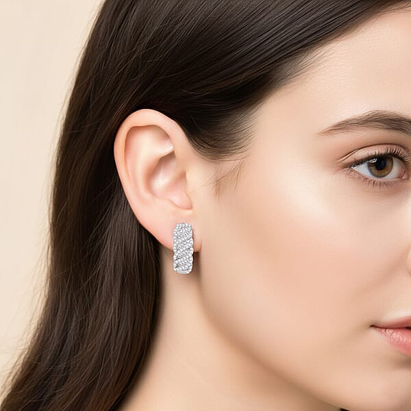 Shop Lc D'Joy Diamond 1.00 Ctw Eternal Wave Earrings In Rhodium Over Sterling Silver