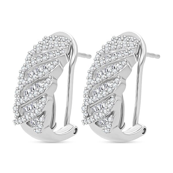Shop Lc D'Joy Diamond 1.00 Ctw Eternal Wave Earrings In Rhodium Over Sterling Silver