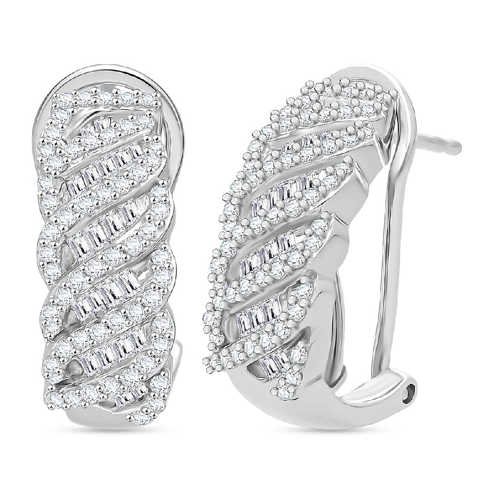 shop lc D'Joy Diamond 1.00 ctw Eternal Wave Earrings in Rhodium Over Sterling Silver