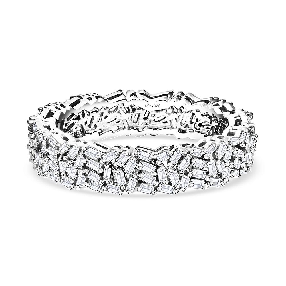 shop lc D'Joy Diamond 1.00 ctw Firecracker Band Ring in Rhodium Over Sterling Silver