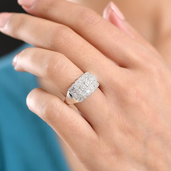 Shop Lc D'Joy Diamond 1.00 Ctw Floral Cluster Ring In Rhodium Over Sterling Silver