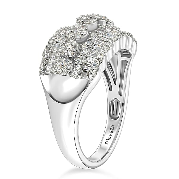 Shop Lc D'Joy Diamond 1.00 Ctw Floral Cluster Ring In Rhodium Over Sterling Silver