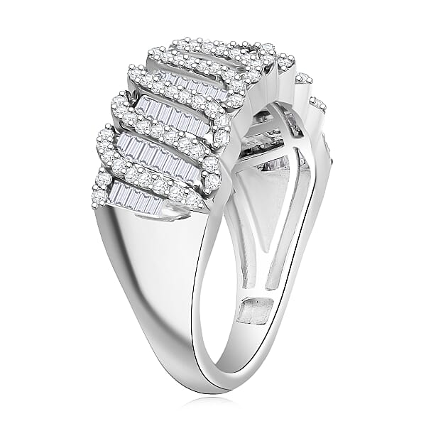 Shop Lc D'Joy Diamond 1.00 Ctw Wave Ring In Rhodium Over Sterling Silver