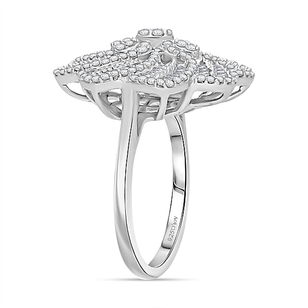 Shop Lc D'Joy Diamond 1.50 Ctw Spiral Floral Ring In Rhodium Over Sterling Silver