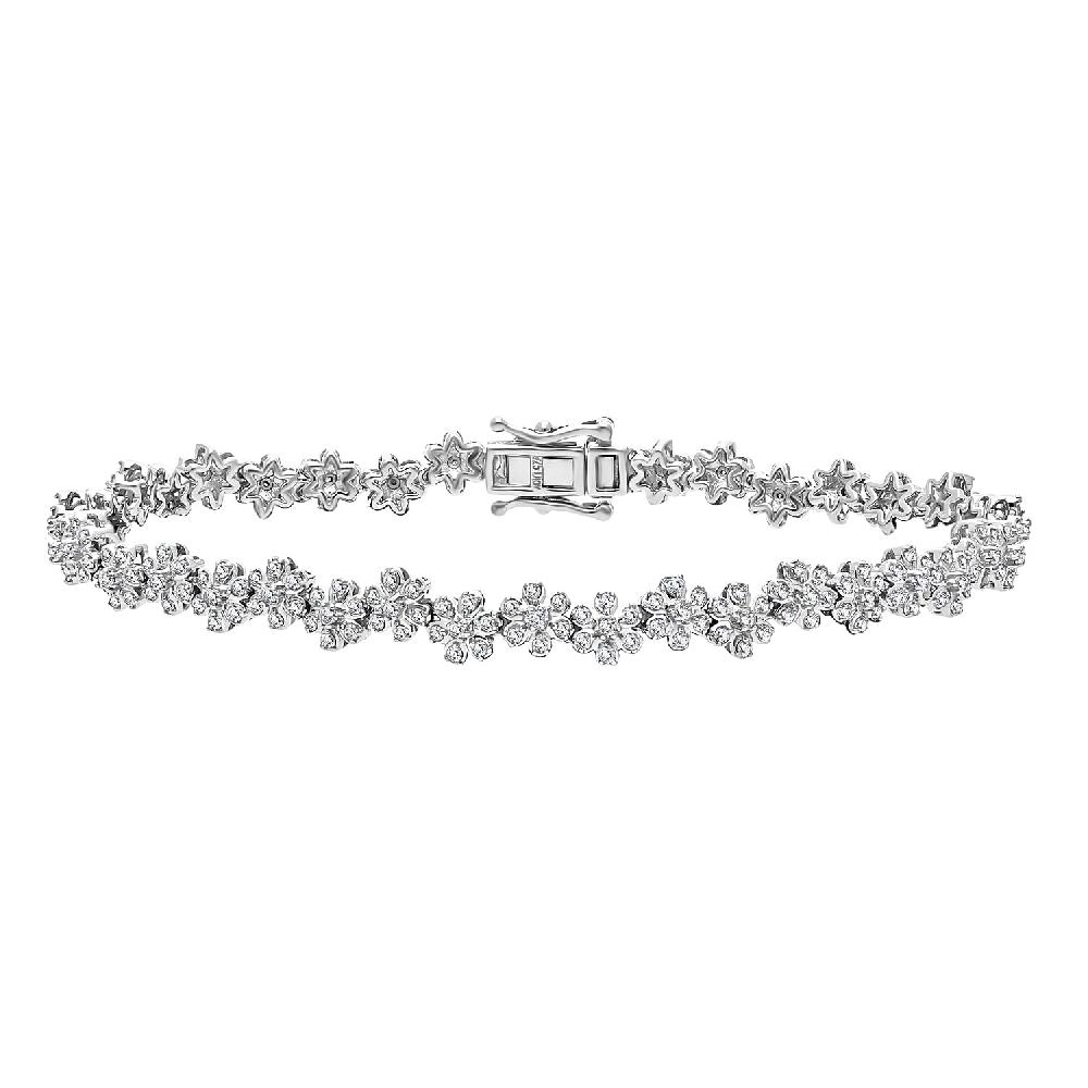 shop lc D'Joy Diamond 2.00 ctw Floral Garden Bracelet in Rhodium Over Sterling Silver (7.25 In)