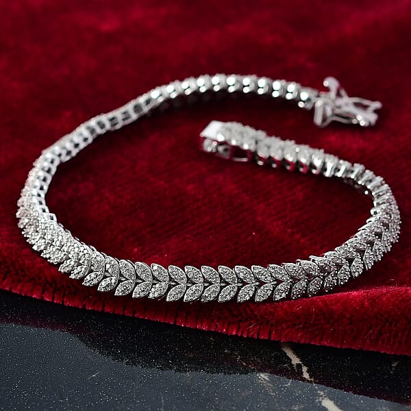 Shop Lc D'Joy Diamond 2.50 Ctw Frozen Leaf Bracelet In Rhodium Over Sterling Silver (8.00 In)