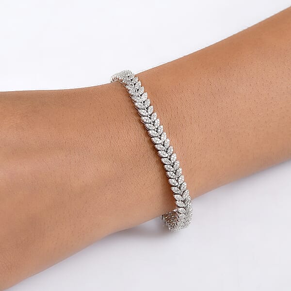 Shop Lc D'Joy Diamond 2.50 Ctw Frozen Leaf Bracelet In Rhodium Over Sterling Silver (8.00 In)
