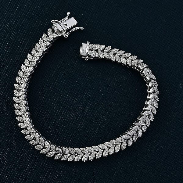 Shop Lc D'Joy Diamond 2.50 Ctw Frozen Leaf Bracelet In Rhodium Over Sterling Silver (6.50 In)