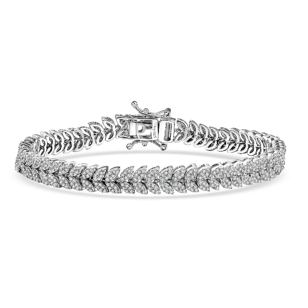 shop lc D'Joy Diamond 2.50 ctw Frozen Leaf Bracelet in Rhodium Over Sterling Silver (6.50 In)