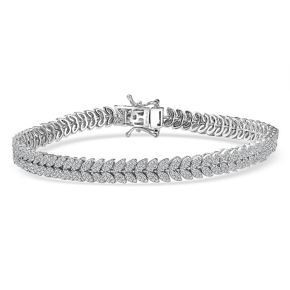 shop lc D'Joy Diamond 2.50 ctw Frozen Leaf Bracelet in Rhodium Over Sterling Silver (8.00 In)