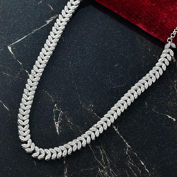 Shop Lc D'Joy Diamond 3.00 Ctw Frozen Leaf Necklace In Rhodium Over Sterling Silver 18-20 Inches