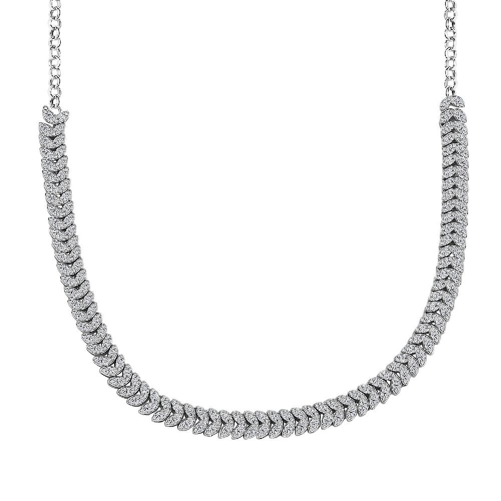 shop lc D'Joy Diamond 3.00 ctw Frozen Leaf Necklace in Rhodium Over Sterling Silver 18-20 Inches
