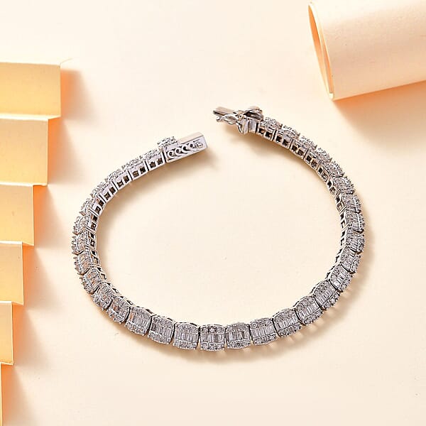 Shop Lc D'Joy Diamond 4.00 Ctw Tennis Bracelet In Rhodium Over Sterling Silver (7.25 In)