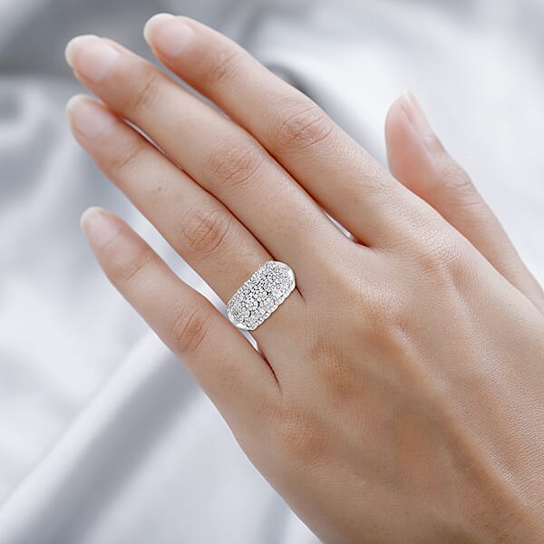 Shop Lc D'Joy Diamond Ring In Platinum Over Sterling Silver 1.00 Ctw