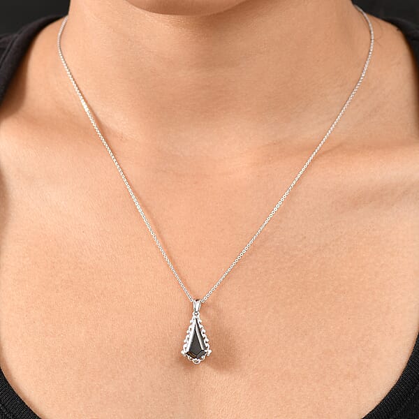 Shop Lc D'Joy Elite Shungite 1.85 Ctw Pendant Necklace (20 Inches) In Rhodium Over Sterling Silver