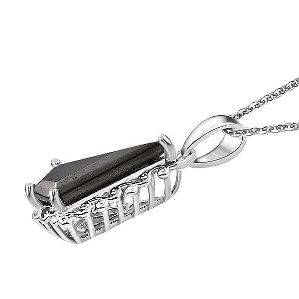 Shop Lc D'Joy Elite Shungite 1.85 Ctw Pendant Necklace (20 Inches) In Rhodium Over Sterling Silver