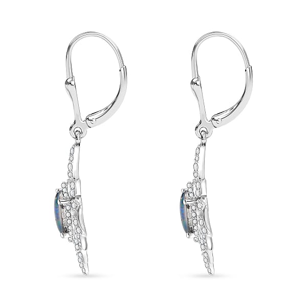 Shop Lc D'Joy Elysian Opal (Triplet) And White Zircon 2.90 Ctw Urban Aurora City Lights Earrings In Rhodium Over Sterling Silver