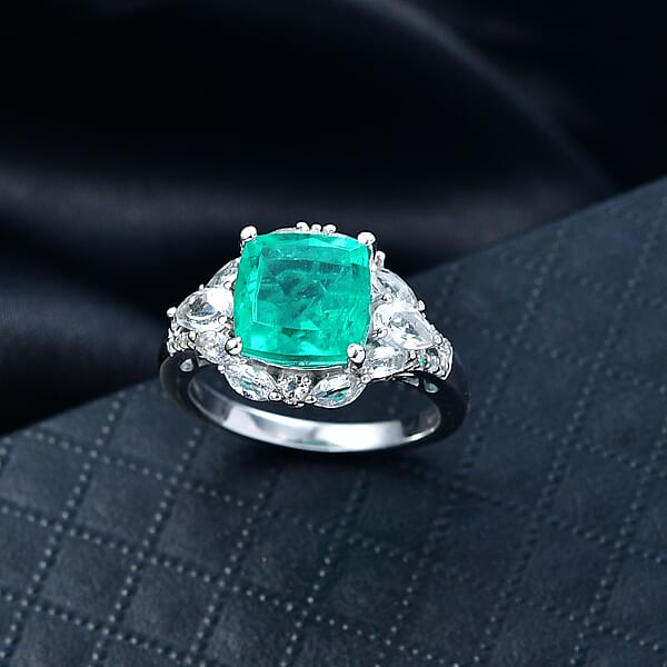 Shop Lc D'Joy Emeraldine Quartz (Triplet) And White Topaz 5.10 Ctw Ring In Platinum Over Sterling Silver