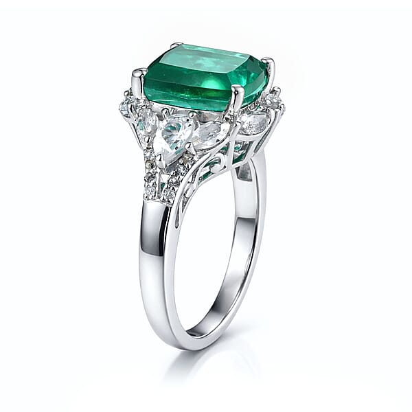 Shop Lc D'Joy Emeraldine Quartz (Triplet) And White Topaz 5.10 Ctw Ring In Platinum Over Sterling Silver