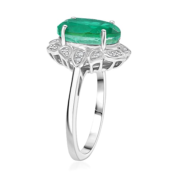 Shop Lc D'Joy Emeraldine Quartz (Triplet) And White Zircon 4.00 Ctw Ring In Platinum Over Sterling Silver