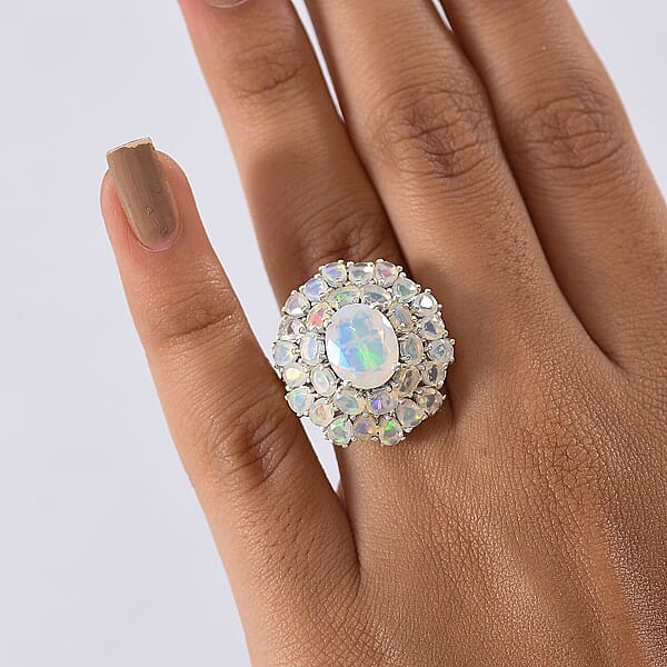 Shop Lc D'Joy Ethiopian Welo Opal Bloom Ring In 18K Vermeil YG And Rhodium Over Sterling Silver 5.30 Ctw