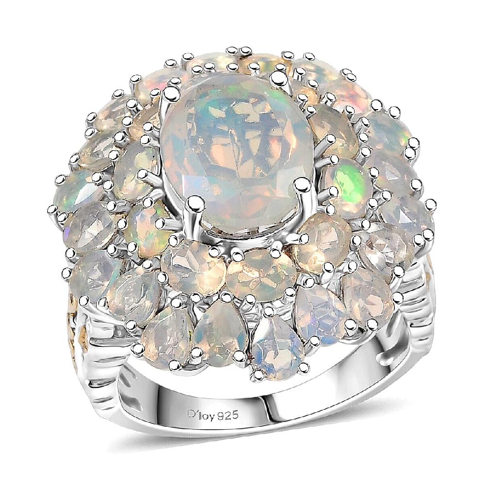 shop lc D'Joy Ethiopian Welo Opal Bloom Ring in 18K Vermeil YG and Rhodium Over Sterling Silver 5.30 ctw