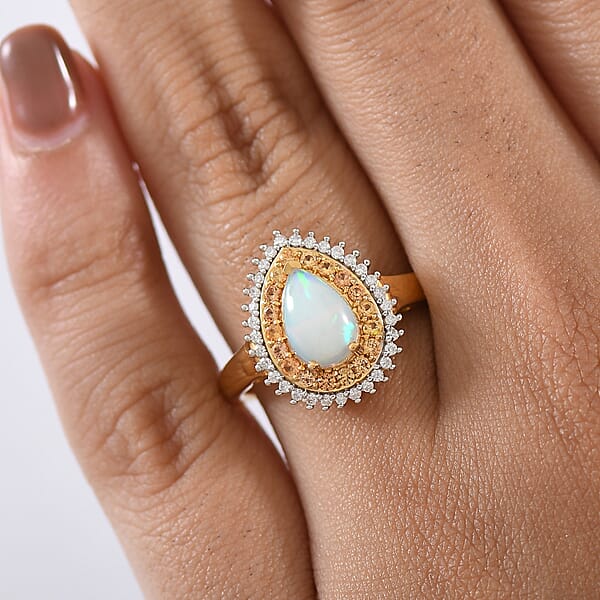 Shop Lc D'Joy Ethiopian Welo Opal Multi Gemstone Ring In 18K Vermeil YG Over Sterling Silver 1.35 Ctw