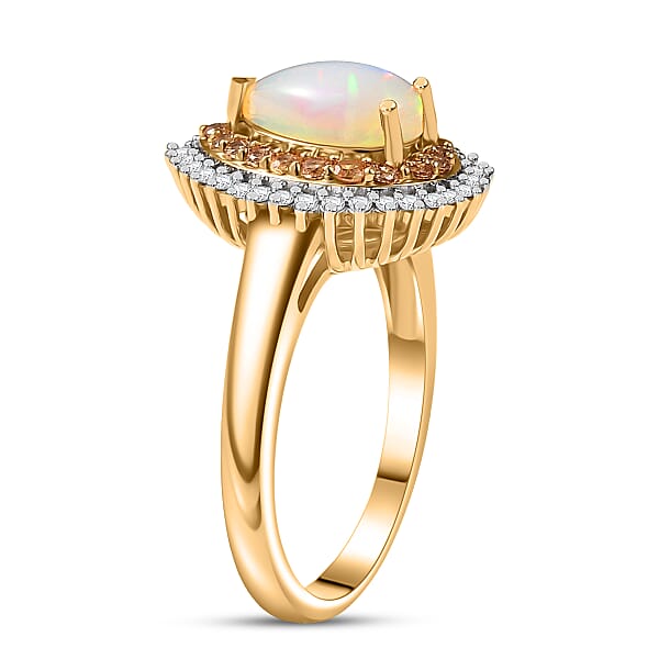 Shop Lc D'Joy Ethiopian Welo Opal Multi Gemstone Ring In 18K Vermeil YG Over Sterling Silver 1.35 Ctw