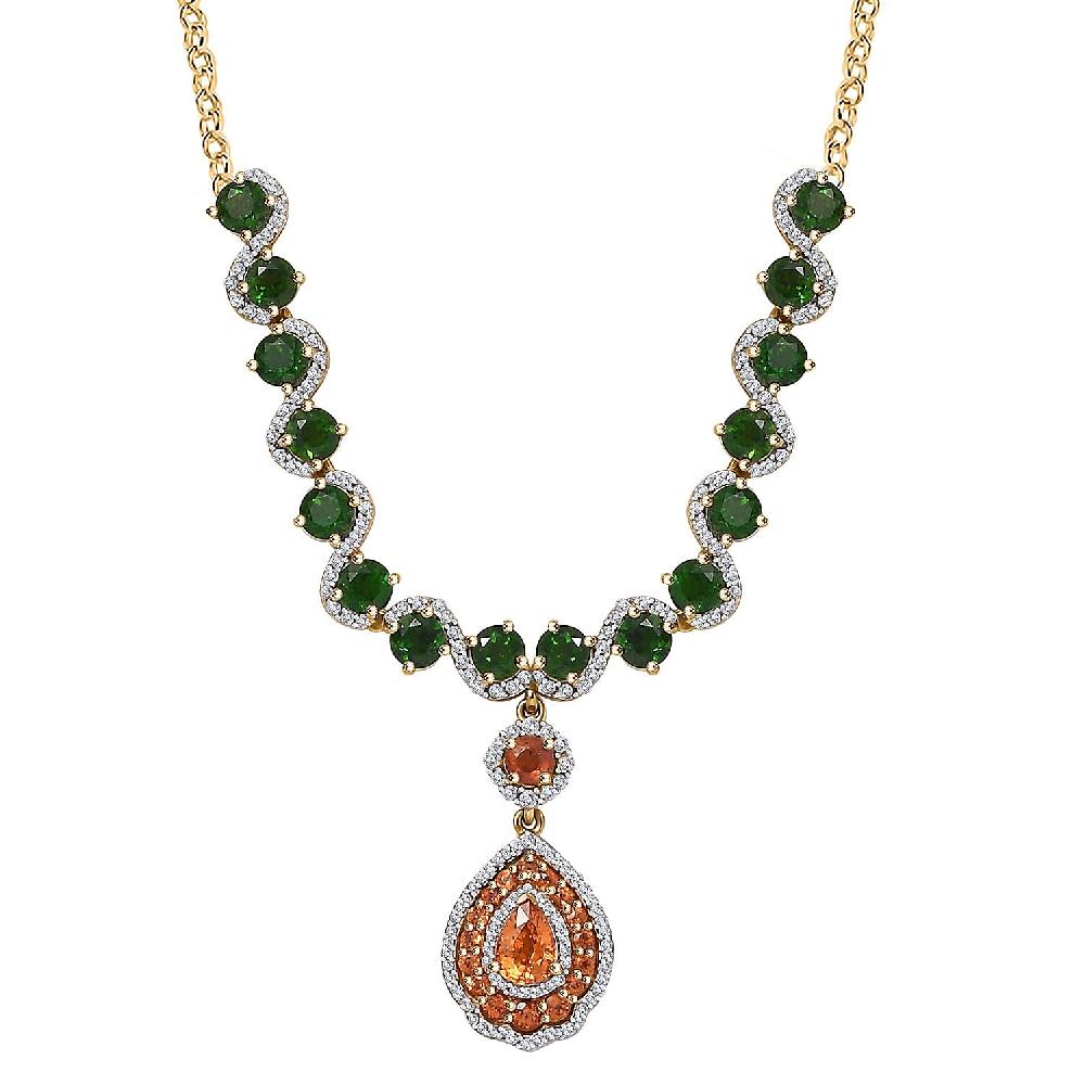 shop lc D'Joy Fanta Garnet and Multi Gemstone 10.15 ctw Flower Garland Necklace in 18K Vermeil Yellow Gold Over Sterling Silver 18-20 Inches