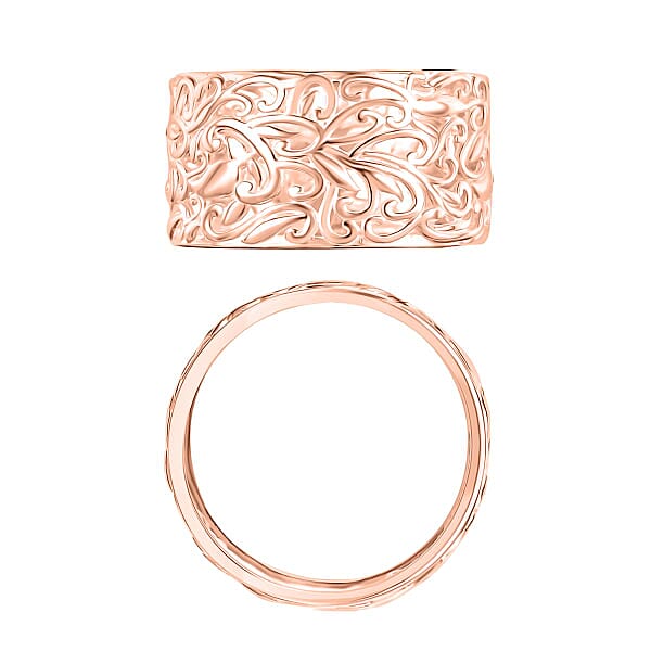 Shop Lc D'Joy Filigree Band Ring In 18K Vermeil Rose Gold Over Sterling Silver 3 Grams (Del. In 10-12 Days)