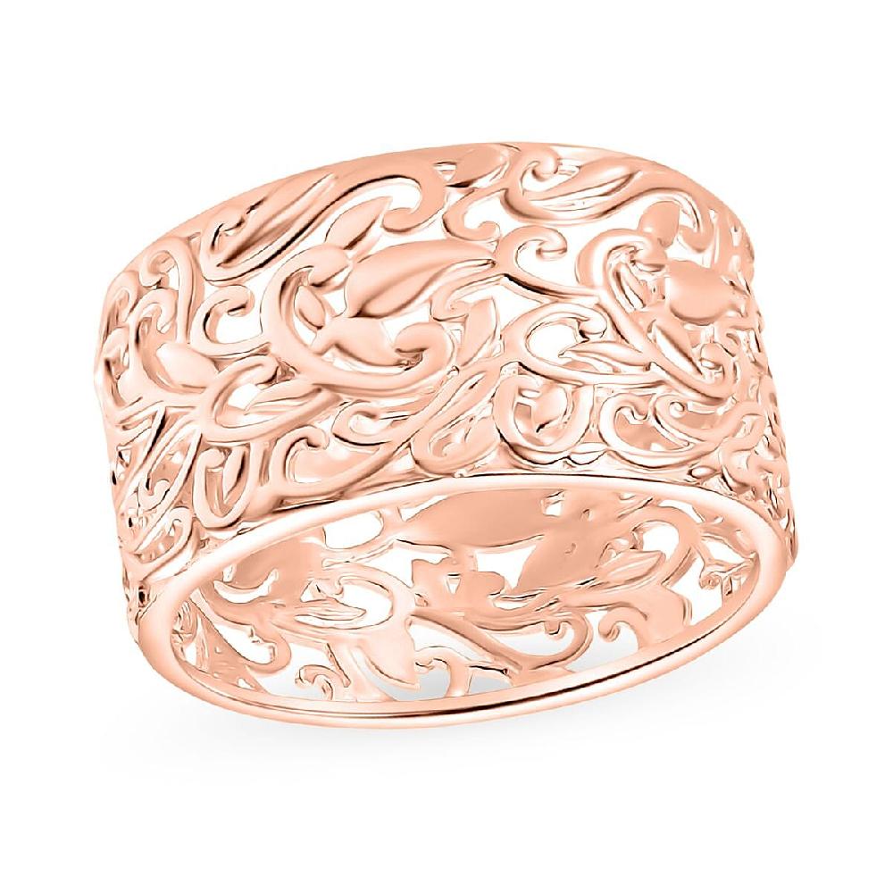 shop lc D'Joy Filigree Band Ring in 18K Vermeil Rose Gold Over Sterling Silver 3 Grams (Del. in 10-12 Days)