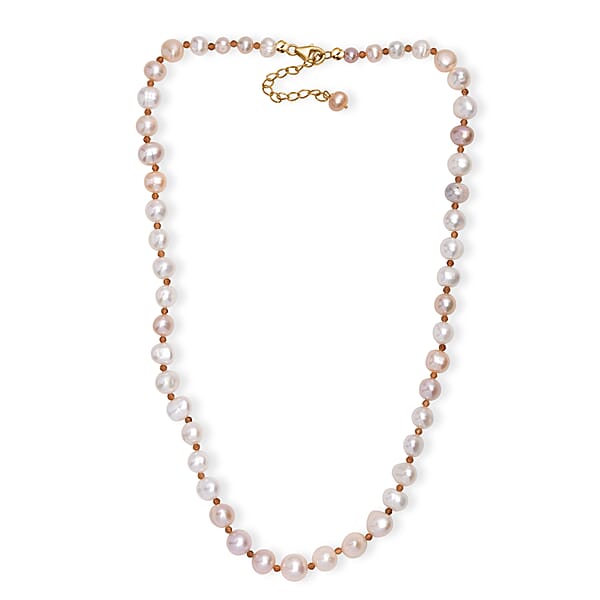 Shop Lc D'Joy Fresh Water Pearl And Ratnapura Hessonite Garnet 8.00 Ctw Necklace In 18K Vermeil Yellow Gold Over Sterling Silver 18 Inches