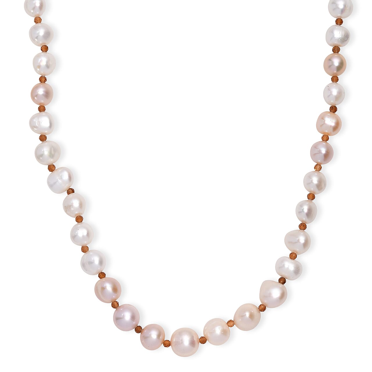 shop lc D'Joy Fresh Water Pearl and Ratnapura Hessonite Garnet 8.00 ctw Necklace in 18K Vermeil Yellow Gold Over Sterling Silver 18 Inches