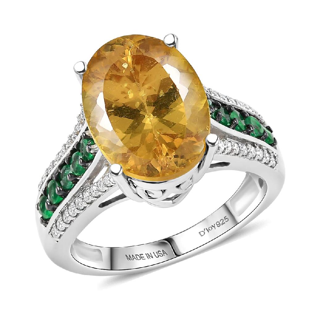 shop lc D'Joy Golden Apatite and Multi Gemstone 6.60 ctw Lightstream Ring in Rhodium Over Sterling Silver