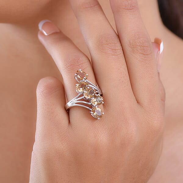 Shop Lc D'Joy Golden Fall Autumn Alexite 3.85 Ctw Journey Ring In Platinum Over Sterling Silver