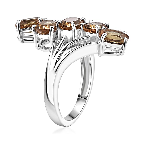 Shop Lc D'Joy Golden Fall Autumn Alexite 3.85 Ctw Journey Ring In Platinum Over Sterling Silver
