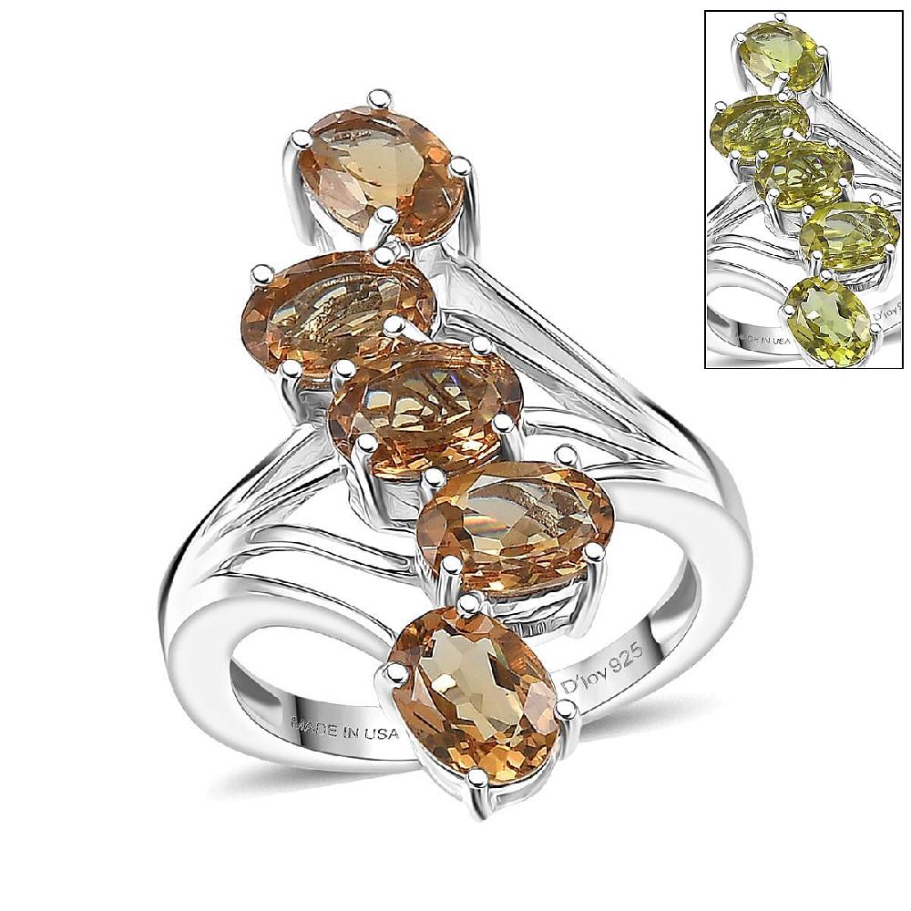 shop lc D'Joy Golden Fall Autumn Alexite 3.85 ctw Journey Ring in Platinum Over Sterling Silver