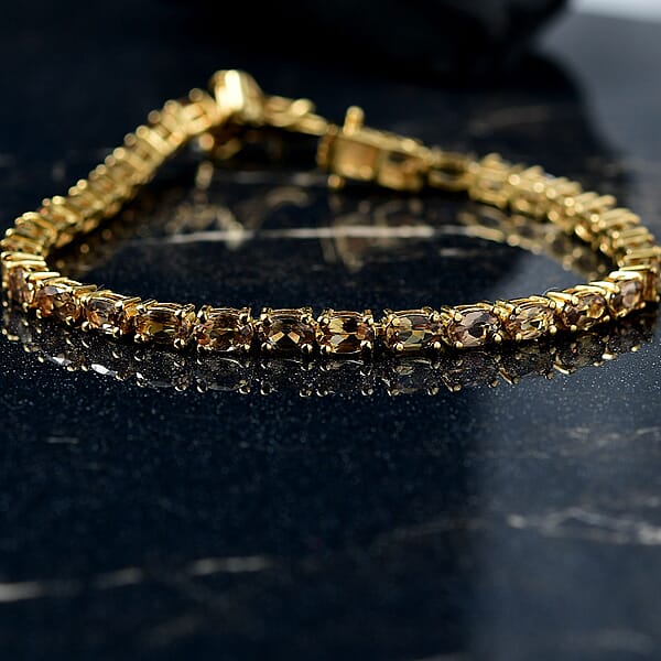 Shop Lc D'Joy Golden Turkizite 7.60 Ctw Bracelet In 18K Vermeil Yellow Gold Over Sterling Silver (6.50 In)