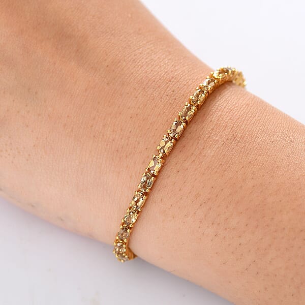 Shop Lc D'Joy Golden Turkizite 7.60 Ctw Bracelet In 18K Vermeil Yellow Gold Over Sterling Silver (6.50 In)