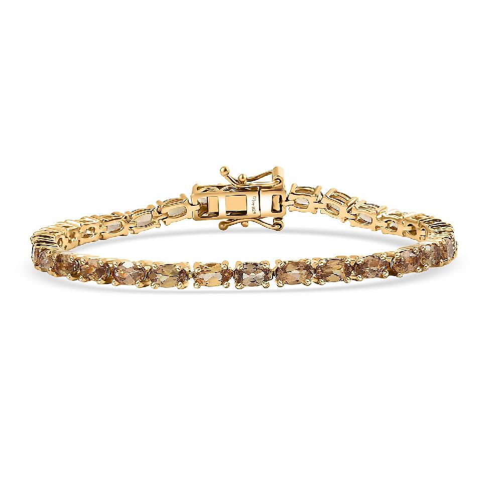 shop lc D'Joy Golden Turkizite 7.60 ctw Bracelet in 18K Vermeil Yellow Gold Over Sterling Silver (6.50 In)