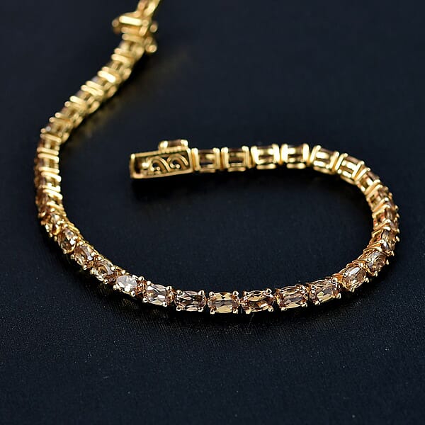 Shop Lc D'Joy Golden Turkizite 8.60 Ctw Bracelet In 18K Vermeil Yellow Gold Over Sterling Silver (7.25 In)