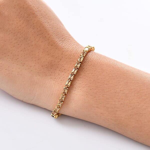 Shop Lc D'Joy Golden Turkizite 8.60 Ctw Bracelet In 18K Vermeil Yellow Gold Over Sterling Silver (7.25 In)